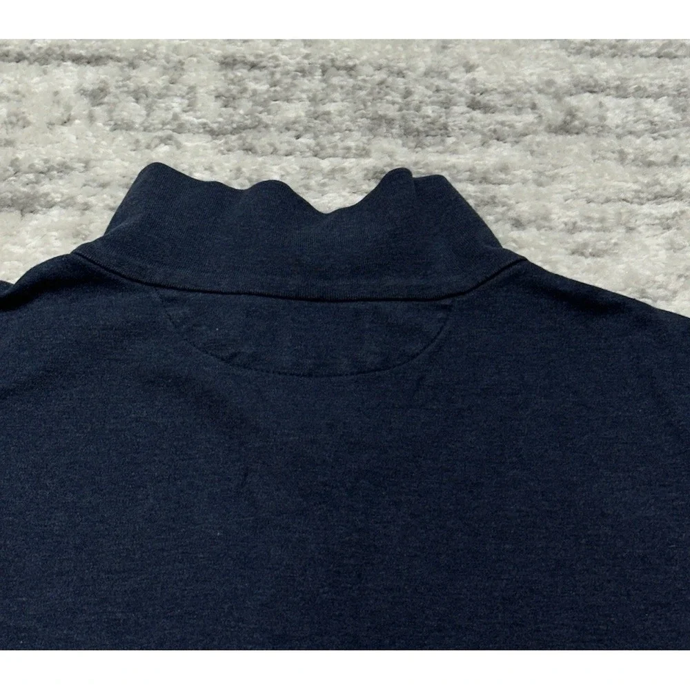 Polo Ralph Lauren Mens Sweater Size Medium Large Navy‎ Suede 1/4 Zip Tennis Pony